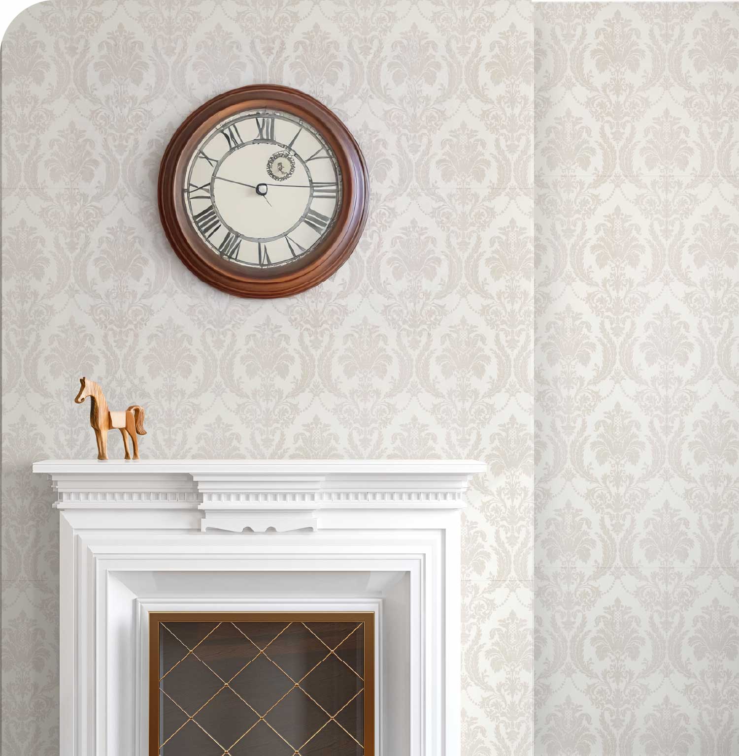 Damask Wallpaper for Luxurious Living Room